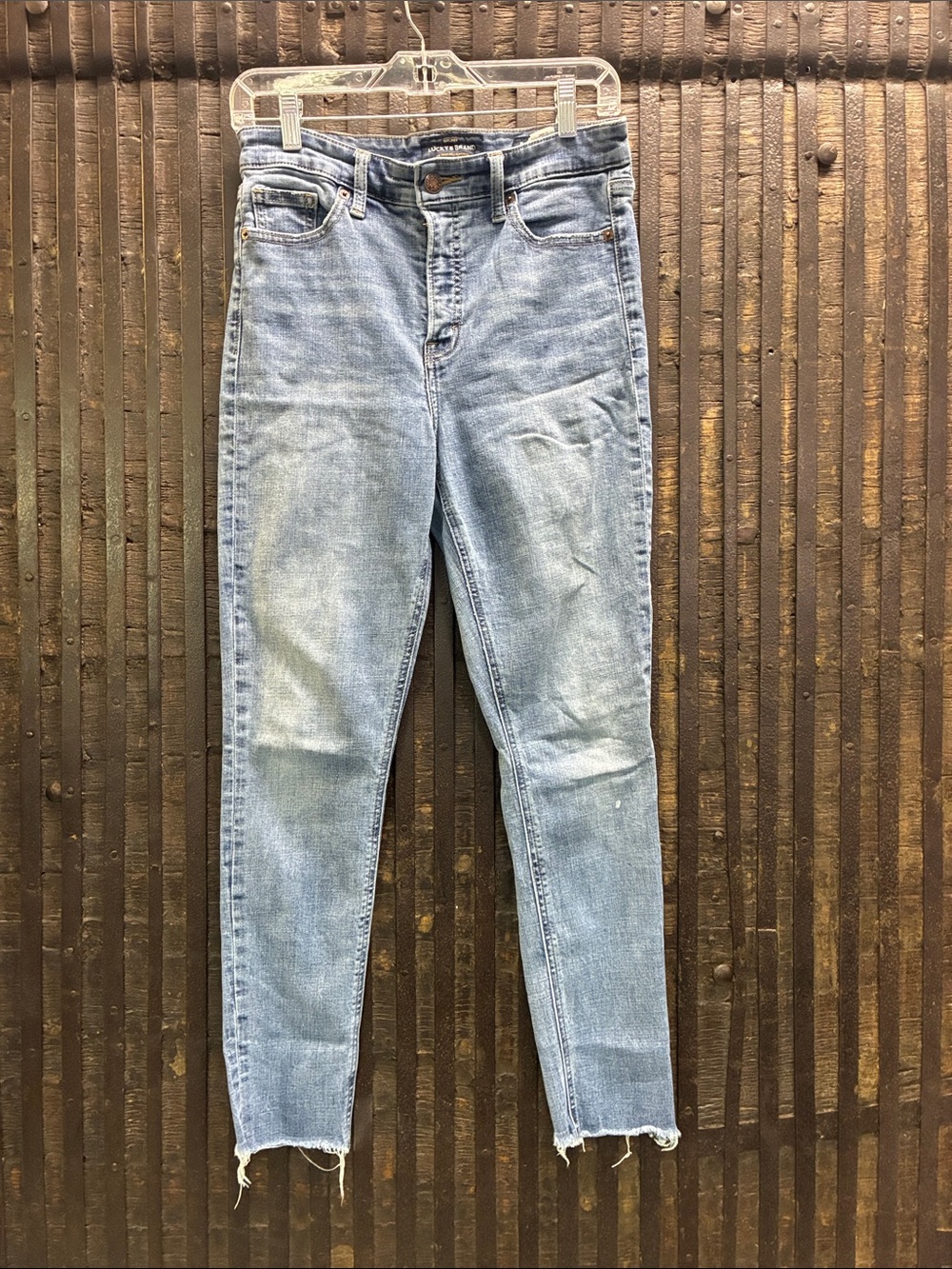 Lucky Brand Women's High-Rise Light Wash Denim Jeans with Frayed Hem